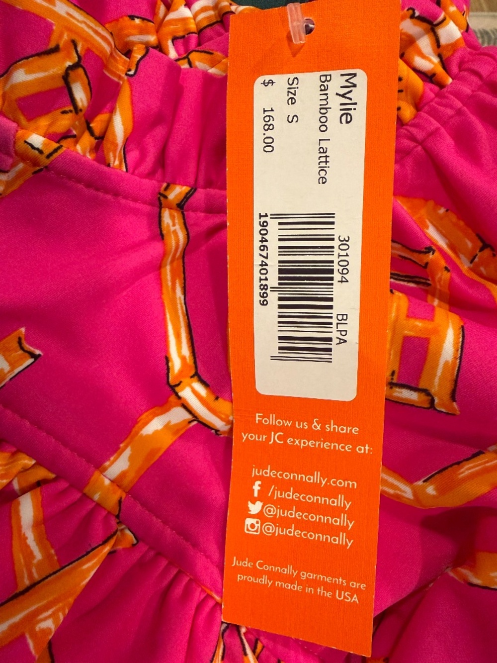 Jude Connally Pink Orange Print Ruffle Sleeve Top NWT Resort Preppy - Picture 5 of 5